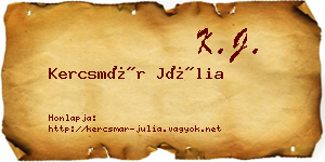 Kercsmár Júlia névjegykártya